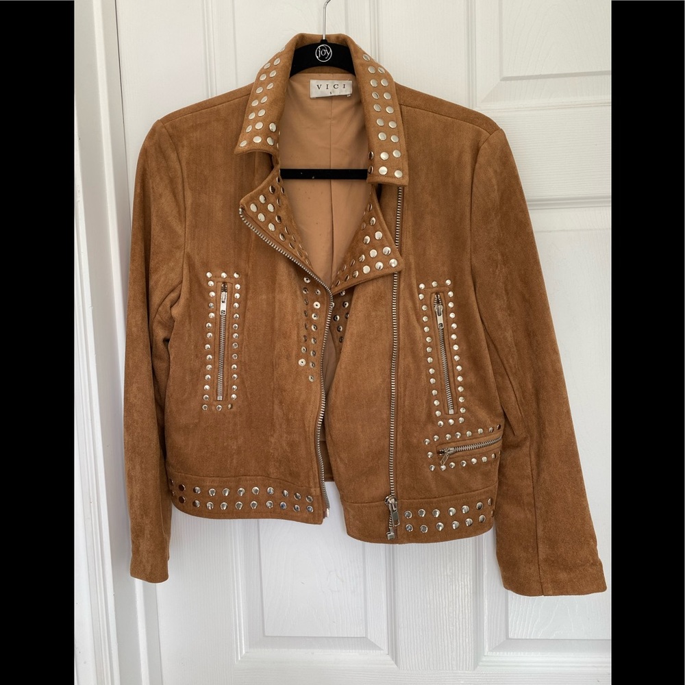 Vici studded faux suede jacket